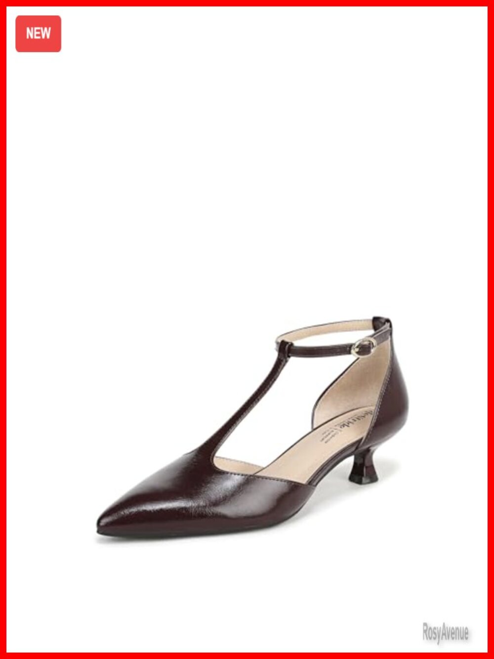 LifeStride Marion Pointed Toe Kitten Heel T-Strap Pump
